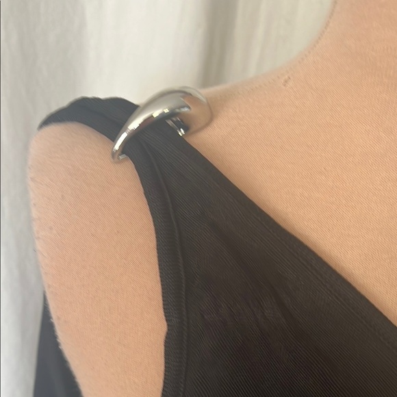 MNG mango Chic Black One sleeve Shoulder Dress asymmetrical knit maxi - Picture 2 of 12